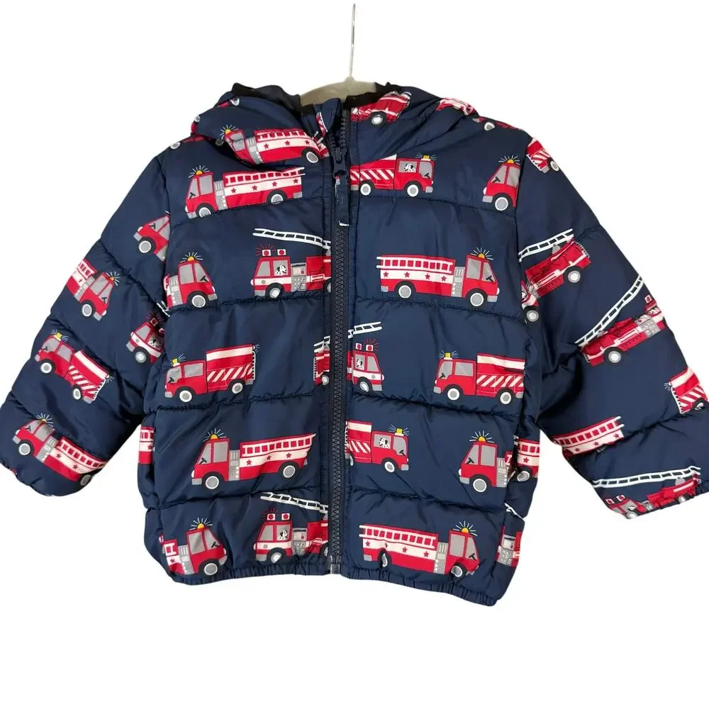 Children's Place Firetruck Puffer Coat Jacket Baby Toddler Boys 18-24 Months